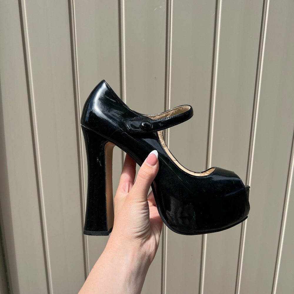 Black Patent Leather Mary Jane Heels